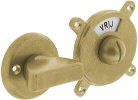 WC-sluiting Degeorge met 8mm stift en tekst "vrij / bezet" messing getrommeld