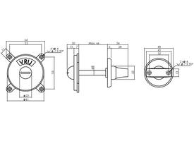 WC-sluiting Degeorge met 8mm stift en tekst "vrij / bezet" messing getrommeld