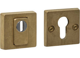 SKG3 veiligheidsrozetten vierkant 54x54x12mm profielcilindergat met kerntrekbeveiliging PVD messing getrommeld