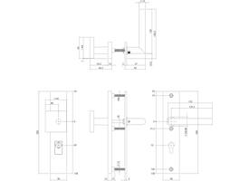 SKG3 veiligheidsbeslag rechthoekig 250x50mm greep/kruk Jura profielcilindergat 72mm met kerntrekbeveiliging PVD messing getrommeld