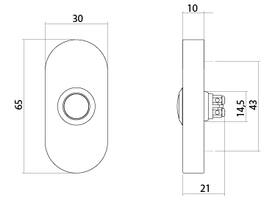 Deurbel ovaal 65x30x10mm verdekt PVD messing getrommeld