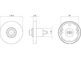 Deurbel rond ø49x7mm verdekt messing getrommeld