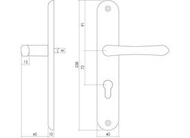 Deurkruk Saturnus op schild ovaal 236x37mm profielcilindergat 72mm messing gelakt