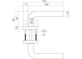 Deurkruk Luzern op rozet verdekt ø53x10mm PVD messingkleur