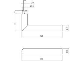 Gatdeel Jura op rozet verdekt 53x53X10mm PVD messingkleur