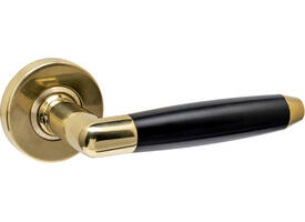 Deurkruk Combinatie op rozet verdekt ø53x10mm PVD messingkleur/zwart