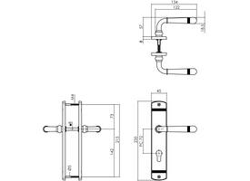 Deurkruk Helena op schild afgerond 235x45mm profielcilindergat 72mm PVD messingkleur
