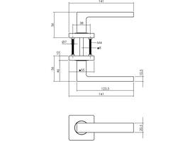 Deurkruk Hera op rozet verdekt 55x55x10mm met nokken PVD messingkleur