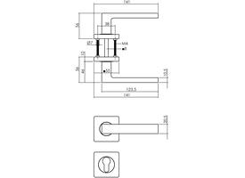 Deurkruk Hera op rozet verdekt 55x55x10mm met nokken en cilinderrozetten PVD messingkleur