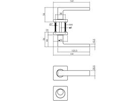 Deurkruk Hera op rozet verdekt 55x55x10mm met nokken en rondcilinderrozetten PVD messingkleur