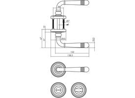 Deurkruk Helena op rozet verdekt met rillen ø55x10mm met nokken en WC-sluiting met stift 8x8mm PVD messingkleur