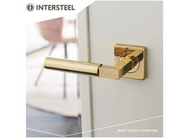 Deurkruk Baustil op rozet verdekt 55x55x10mm met nokken PVD messingkleur