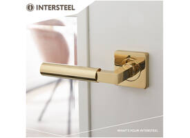 Deurkruk Baustil op rozet verdekt 55x55x10mm met nokken PVD messingkleur