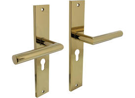 Deurkruk Bastian op schild rechthoekig 245x45mm profielcilindergat 55mm PVD messingkleur