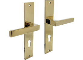 Deurkruk Hera op schild rechthoekig 245x45mm profielcilindergat 72mm PVD messingkleur