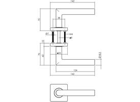 Set loopslot wit met deurkruk Bastian op rozet 55x55mm PVD messingkleur