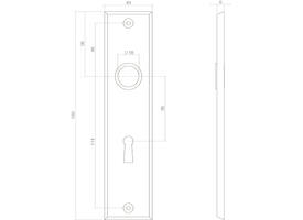 Schilden rechthoekig 181x41x7mm sleutelgat 56mm messing gelakt