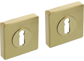 Sleutelrozetten verdekt 55x55x10mm met nokken PVD messingkleur