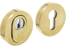 SKG3 veiligheidsrozetten rond verdekt ø55x12mm profielcilindergat met kerntrekbeveiliging messing gelakt