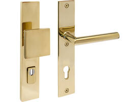 SKG3 veiligheidsbeslag rechthoekig 250x50mm greep/kruk Jura profielcilindergat 92mm met kerntrekbeveiliging PVD messingkleur
