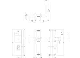 SKG3 veiligheidsbeslag rechthoekig 250x50mm greep/kruk Jura profielcilindergat 92mm met kerntrekbeveiliging PVD messingkleur
