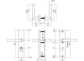 SKG3 veiligheidsbeslag rechthoekig 250x50mm kruk/kruk Jura met veerconstructie profielcilindergat 72mm met kerntrekbeveiliging PVD messingkleur