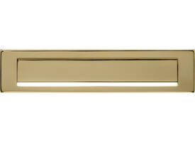 Briefplaat rechthoekig 340x75mm met klep/regenrand PVD messingkleur