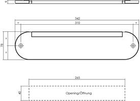 Tochtwering ovaal 342x78mm met klep messing gelakt
