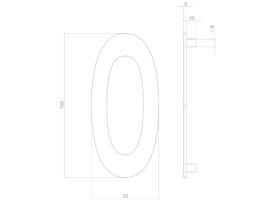 Huisnummer 0 150mm PVD messingkleur