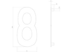 Huisnummer 8 150mm PVD messingkleur