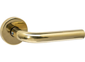 Deurkruk Luzern met rozet massief verdekt ø53x10mm met nokken PVD messingkleur