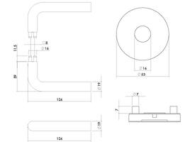 Deurkruk Luzern met rozet massief verdekt ø53x10mm met nokken PVD messingkleur