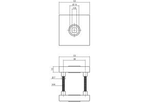 Deurkruk Jura met rozet massief verdekt 53x53x10mm met nokken PVD messingkleur