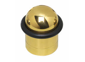Deurstop met zwarte ring ø32x45mm messing gelakt