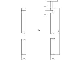 Set pomp-espagnolet Ton 400 inclusief stangenset 2x 1250mm messing gelakt/ebbenhout