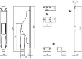 Set pomp-espagnolet Ton basic inclusief stangenset 2x 1250mm messing gelakt/ebbenhout
