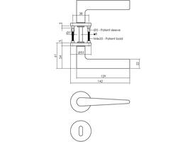 Deurkruk Tiga met rozet verdekt ø51x5mm met nokken en sleutelrozetten PVD messing mat