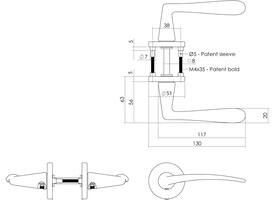 Deurkruk Zaia met rozet verdekt ø51x5mm met nokken PVD messing mat