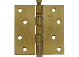Kogellagerscharnier recht 3,5" (89x89x2,5mm) CE inclusief schroeven PVD messing mat