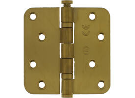 Kogellagerscharnier afgerond 3,5" (89x89x2,5mm) CE inclusief schroeven PVD messing mat