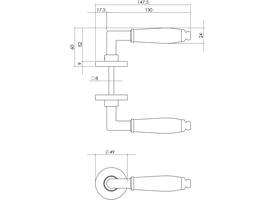Deurkruk Courgette met rozet verdekt ø49x7mm chroom/zwart