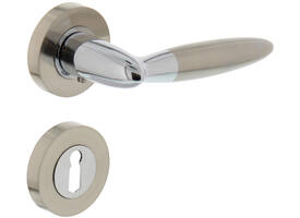 Deurkruk Elen op rozet verdekt ø52x10mm met nokken en sleutelrozetten chroom/nikkel mat