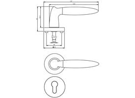 Deurkruk Elen op rozet verdekt ø52x10mm met nokken en cilinderrozetten chroom/nikkel mat