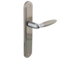 Deurkruk Elen op schild ovaal 242x43mm blind chroom/nikkel mat