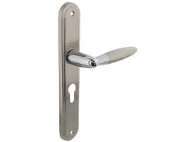 Deurkruk Elen op schild ovaal 242x43mm profielcilindergat 55mm chroom/nikkel mat