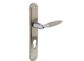 Deurkruk Elen op schild ovaal 242x43mm profielcilindergat 72mm chroom/nikkel mat