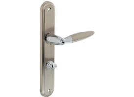 Deurkruk Elen op schild ovaal 242x43mm wc 63/8mm chroom/nikkel mat