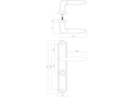 Deurkruk Elen op schild ovaal 242x43mm wc 63/8mm chroom/nikkel mat