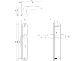 Deurkruk Elen op schild ovaal 242x43mm wc 78/8mm chroom/nikkel mat