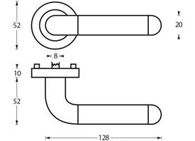 Deurkruk Agatha op rozet verdekt ø52x10mm met nokken chroom/nikkel mat